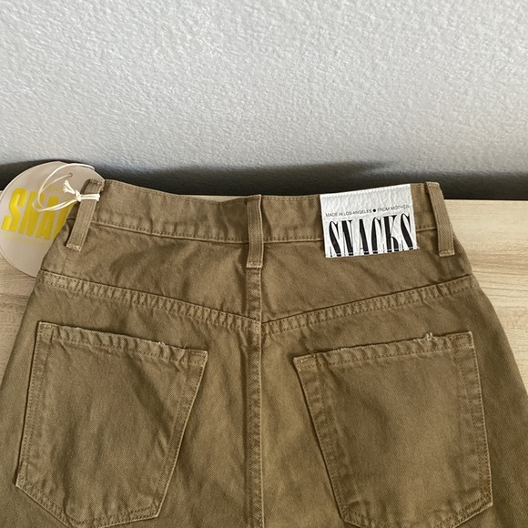 Mother Snacks High Waisted Double Stack Ankle Straight Leg Jeans Army Green 25 - Picture 6 of 14